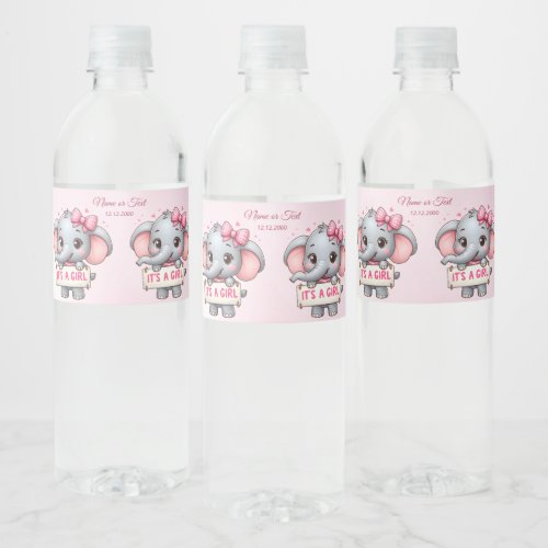 Pink Elephant Water Bottle Label