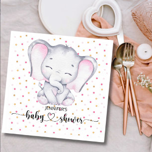 Pink Elephant Watercolor Baby Shower Napkins