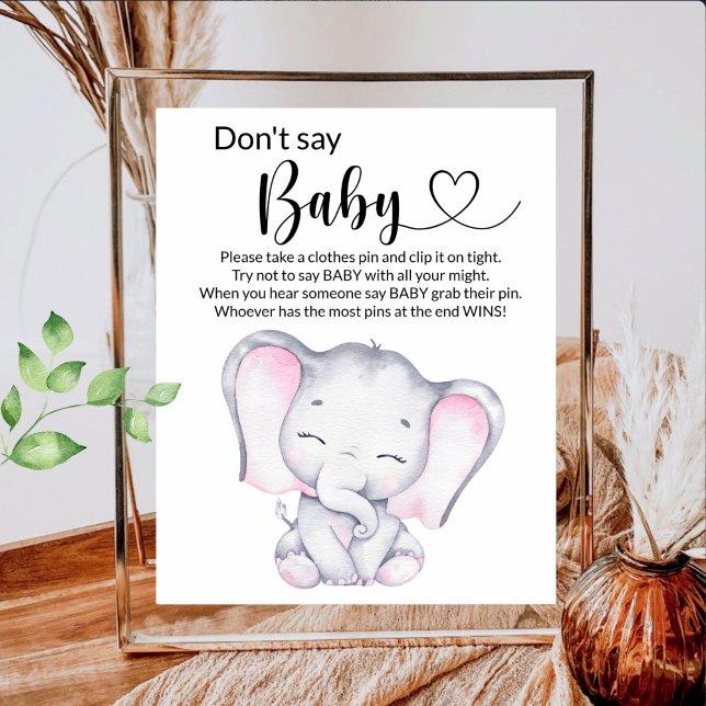 Pink Elephant Watercolor Baby Shower Poster (Creator Uploaded)