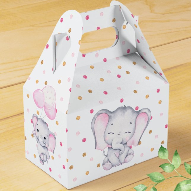 Pink Elephant Watercolor  Favor Boxes (Creator Uploaded)