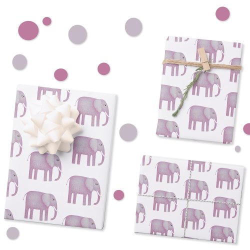 Pink Elephant Watercolor Wrapping Paper Sheets