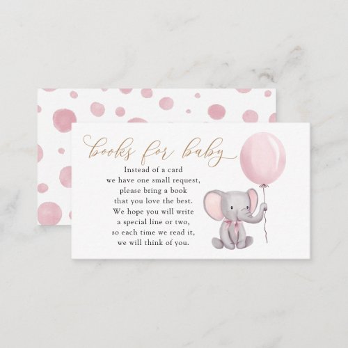 Pink Elephant With Balloon Books for Baby Enclosure Card