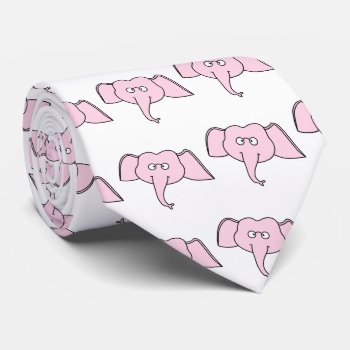 Pink Elephant With Glasses. Cartoon Tie by Animal_Art_By_Ali at Zazzle