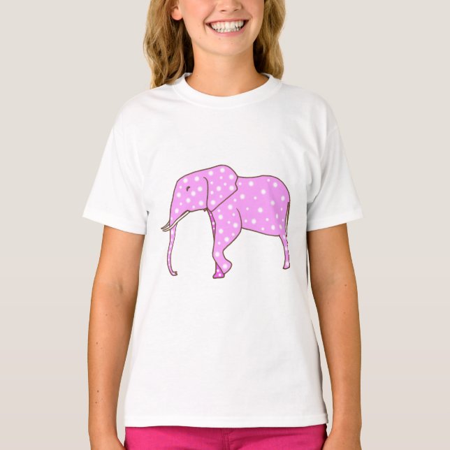Pink Elephant with White Polka Dots Tshirts (Front)
