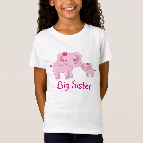 Pink Elephants Big Sister T_Shirt