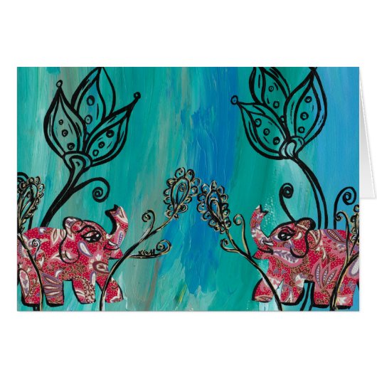 Pink Elephants Cards (Front Horizontal)