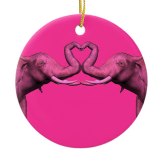 Pink Elephants Ceramic Ornament