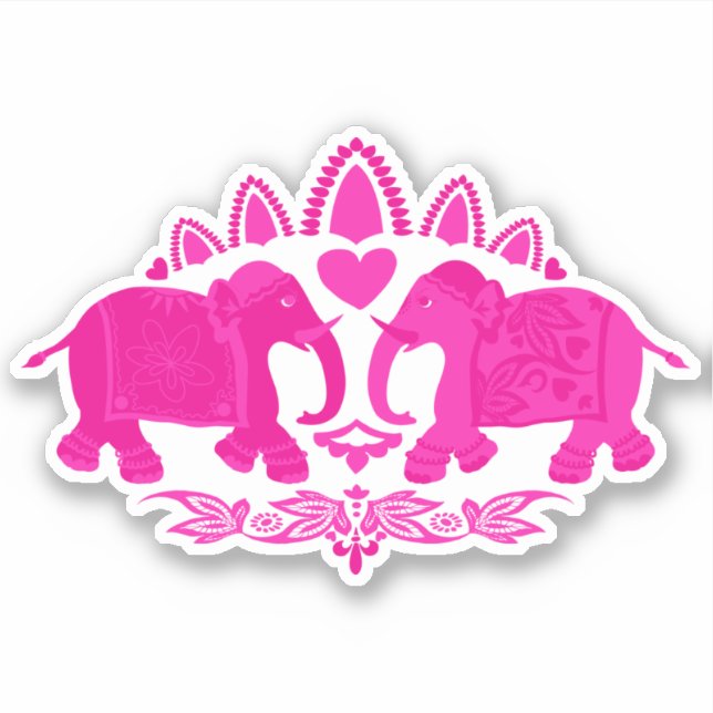 Pink Elephants Decorative Animal Sticker (Front)