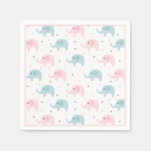 Pink Elephants Girl Baby Shower Cute Napkins