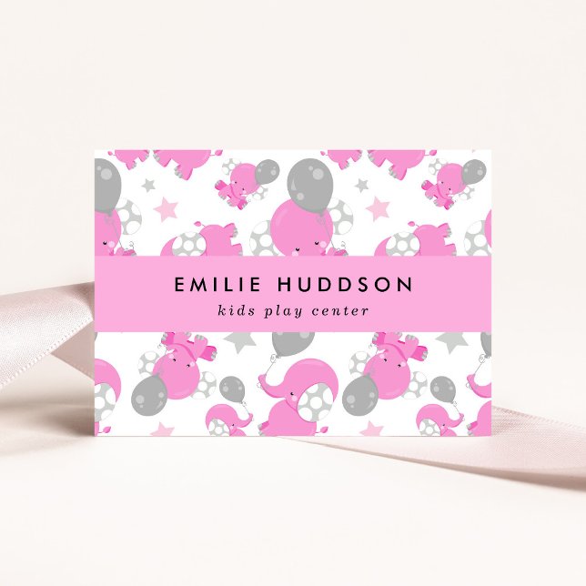 Pink Elephants, Kids Play Center, Activity Center Business Card (Creator Uploaded)