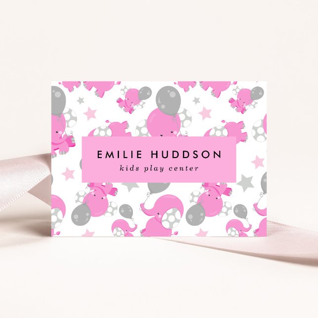 Pink Elephants, Kids Play Center, Activity Center Business Card (Creator Uploaded)