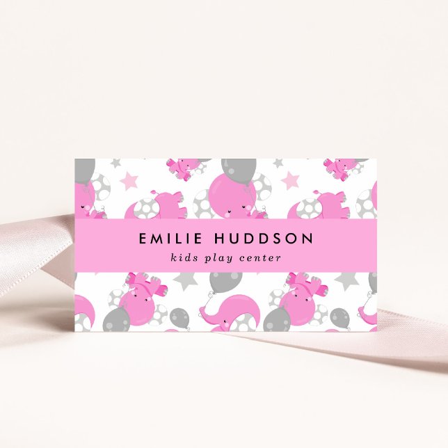 Pink Elephants, Kids Play Center, Activity Center Business Card (Creator Uploaded)