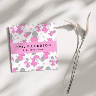 Pink Elephants, Kids Play Center, Activity Center Square Business Card