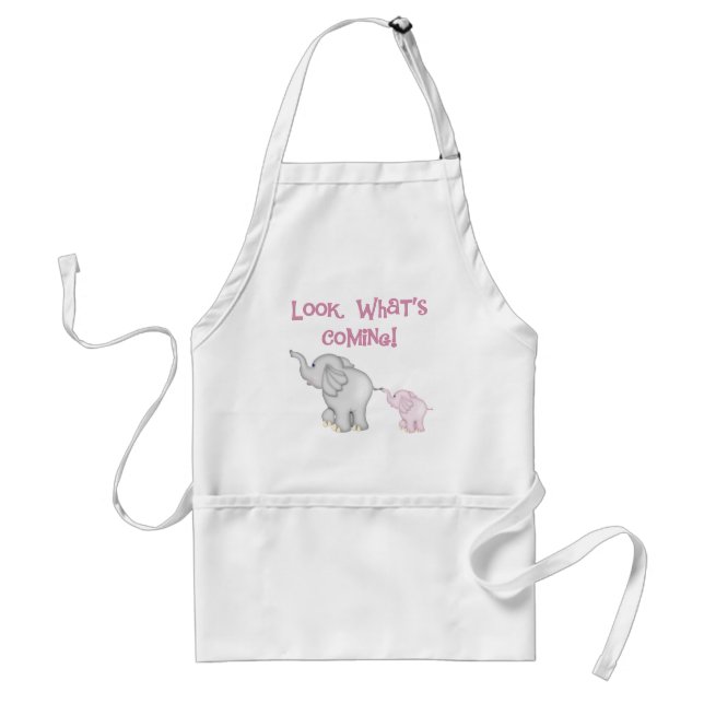 Pink Elephants Look What's Coming Adult Apron (Front)