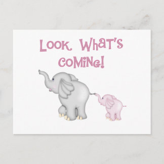 Pink Elephants Look What's Coming Postcard