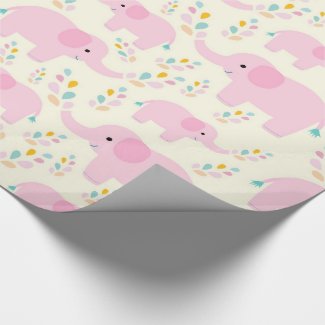 Pink Elephants Nursery Print Wrapping Paper