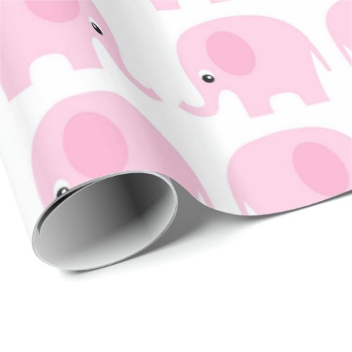 Pink Elephants Pattern Wrapping Paper