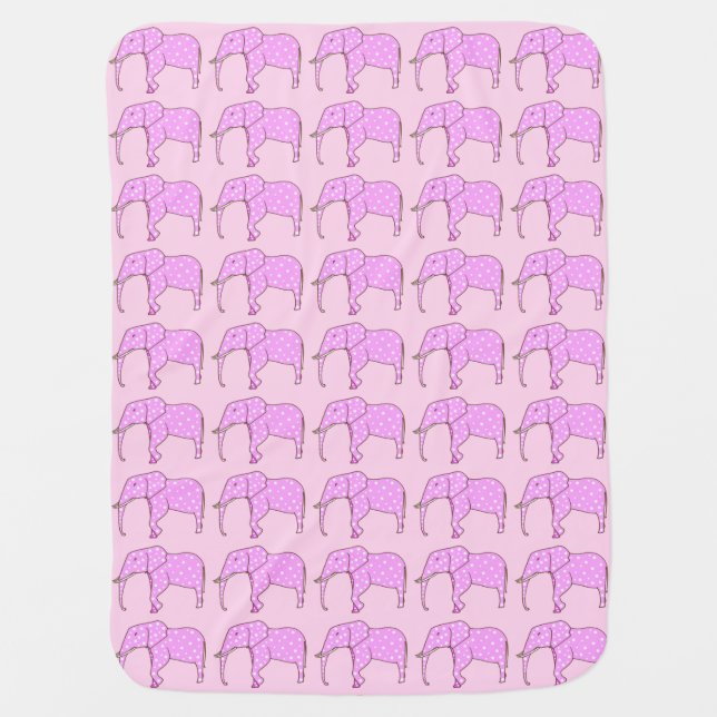 Pink Elephants White Polka Dots Baby Blankets (Front)