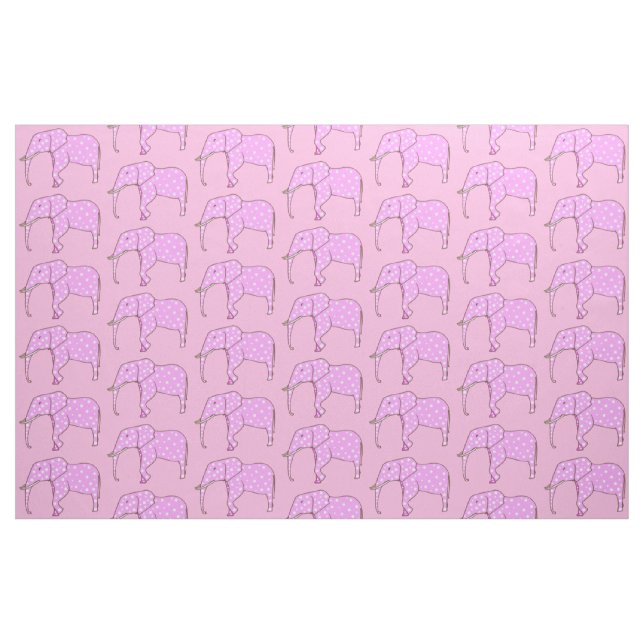 Pink Elephants with White Polka Dots Custom Fabric (Fat Quarter)