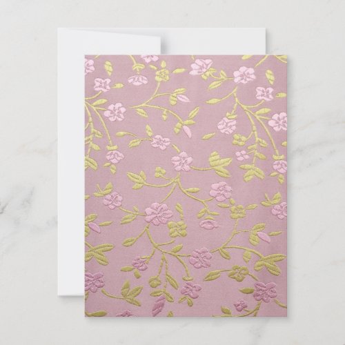 Pink Embroidered Flowers Custom Invitation