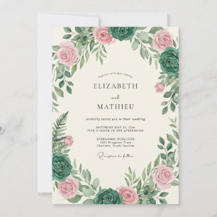 Pink Emerald Succulent Eucalyptus Wedding Invitation