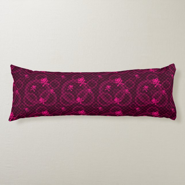 Pink Emo Pattern With Circles Body Pillow (Front)
