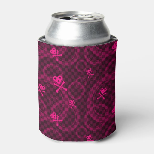 Pink Emo Pattern With Circles Can Cooler (Can Front)