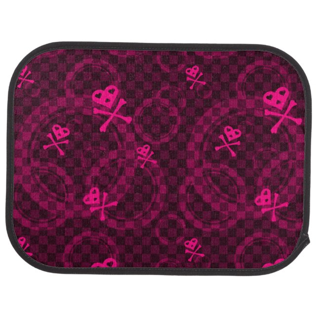 Pink Emo Pattern With Circles Car Floor Mat (Rear)