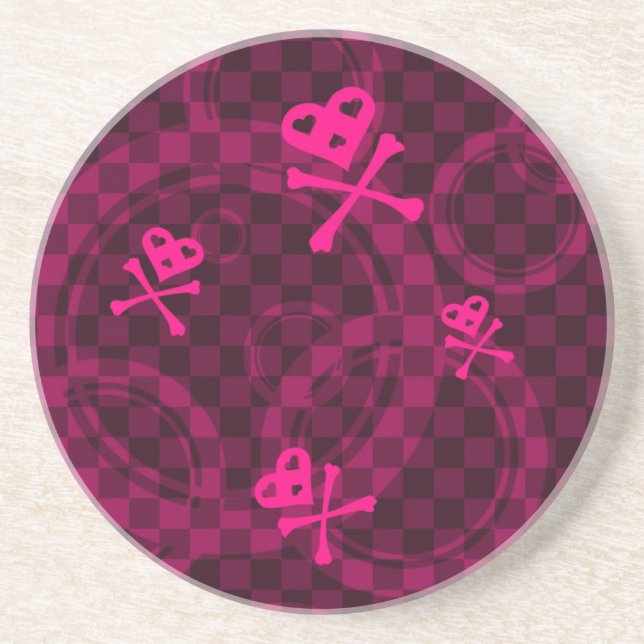 Pink Emo Pattern With Circles Drink Coaster (Front)