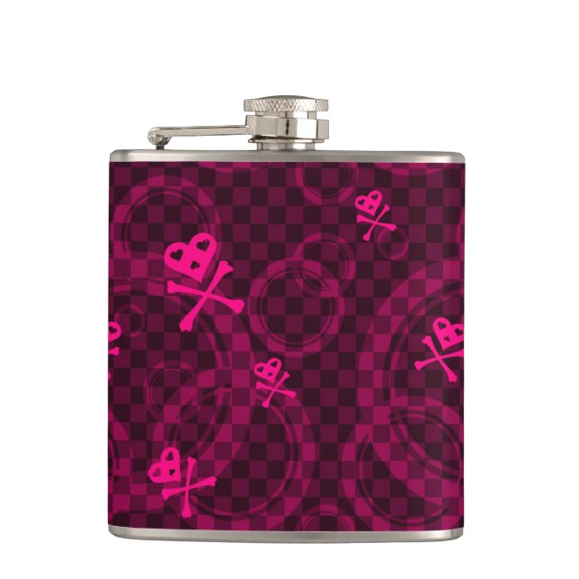 Pink Emo Pattern With Circles Flask (Front)
