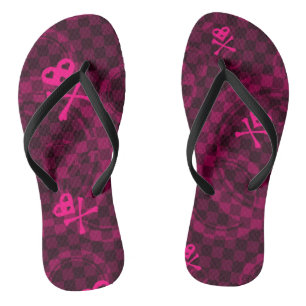 Pink Emo Pattern With Circles Flip Flops