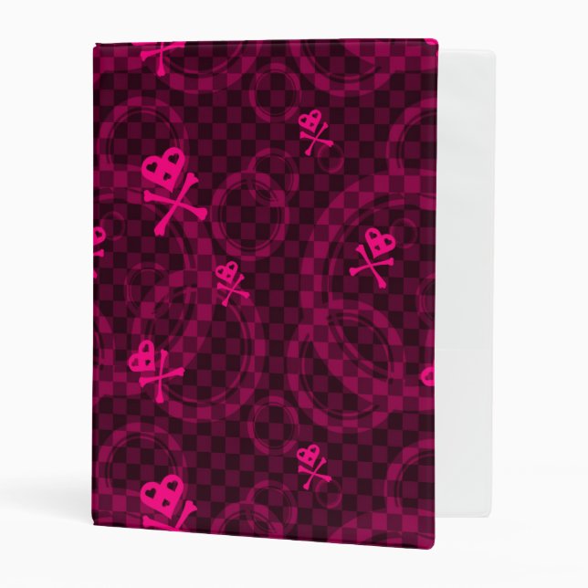 Pink Emo Pattern With Circles Mini Binder (Front/Inside)
