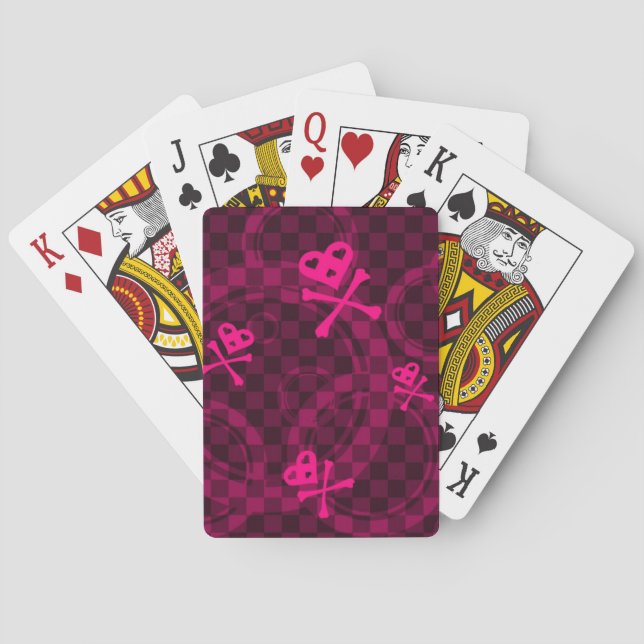 Pink Emo Pattern With Circles Poker Cards (Back)