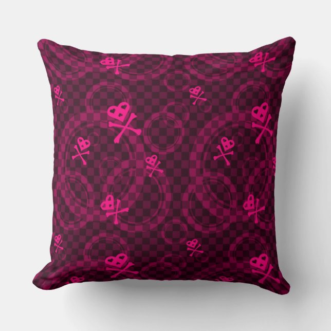 Pink Emo Pattern With Circles Throw Pillow (Front)