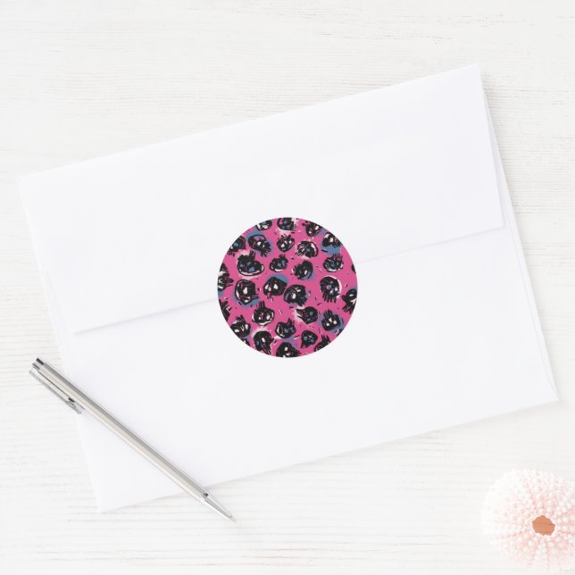 Pink emo scull Crafts & Party Supplies  Gift  Classic Round Sticker (Envelope)