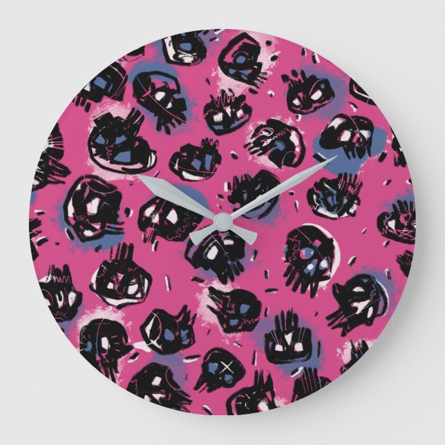 Pink emo scull Wall Art & Décor Clocks (Front)