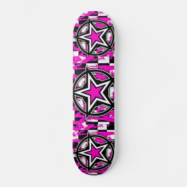 Pink Emo Stars Skateboard by Bradley Boness Deck (Front)