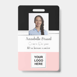 Pink Employee Modern Personalized Badge