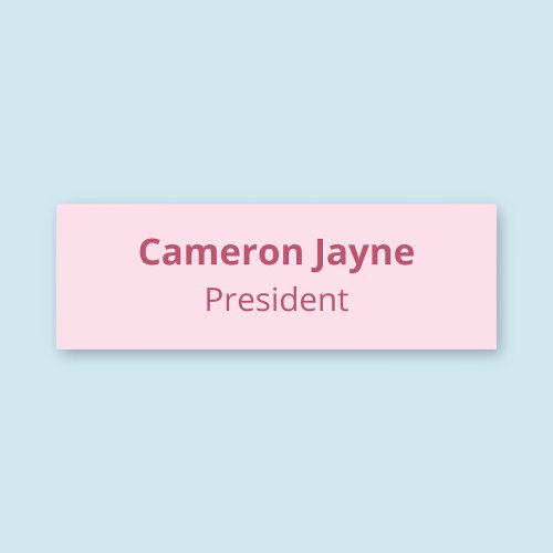 Pink Employee Name Tag Magnetic or Pin Minimalist