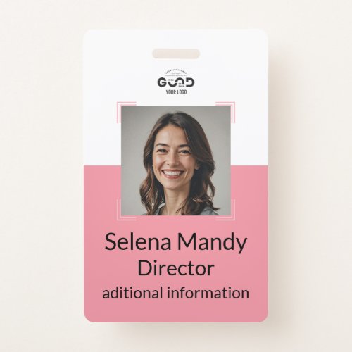 Pink  Employee Photo ID Company Security Badge