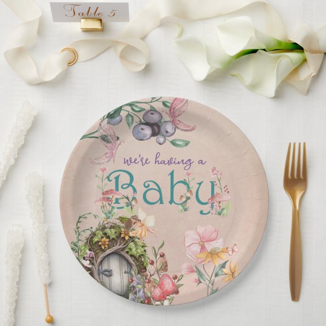 Pink Enchanted Forest Fairy Garden Paper Plates (Wedding)