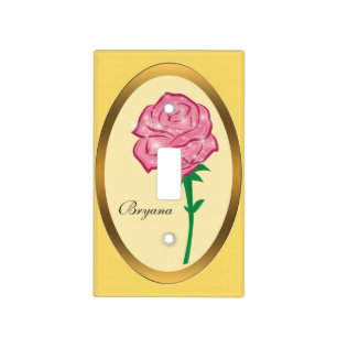 Pink Enchanted Glitter Rose Light Switch Cover