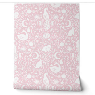 Pink Enchanted Magic Garden Fairytale Wallpaper
