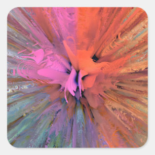 Pink Energy Butterfly Fractal Art Square Sticker