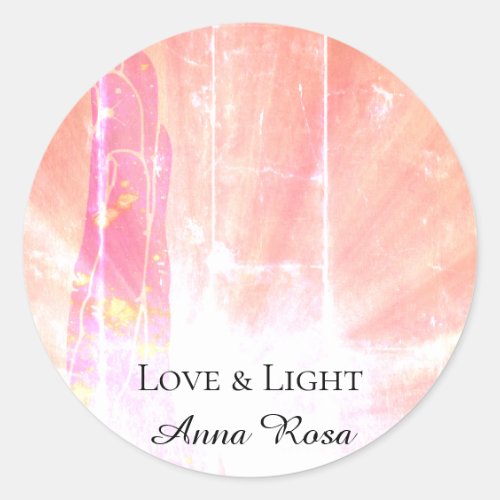*~*  Pink Energy Healing  Hand Rays Love Light Classic Round Sticker
