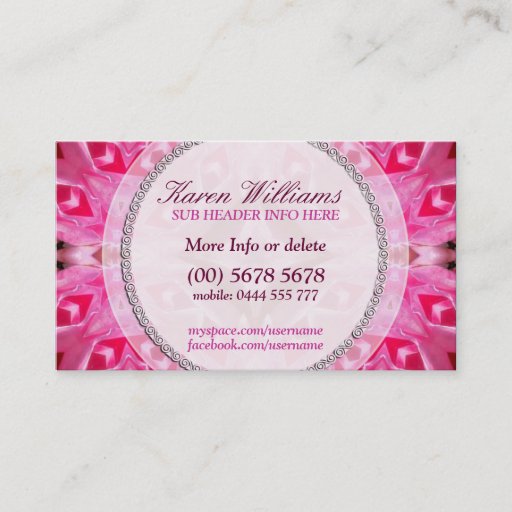 Customizable Pink Energy New Age Holistic Business Card
