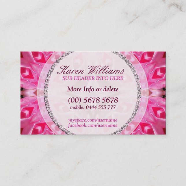 Pink Energy New Age Holistic Business Card (Front)