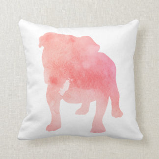 Pink English Bulldog Dog Art Throw Pillow
