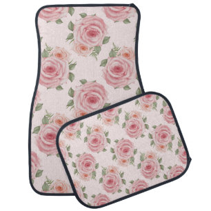 Pink English rose cottage floral vintage pattern Car Floor Mat