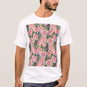 Pink English Rose: Dark Watercolor T-Shirt